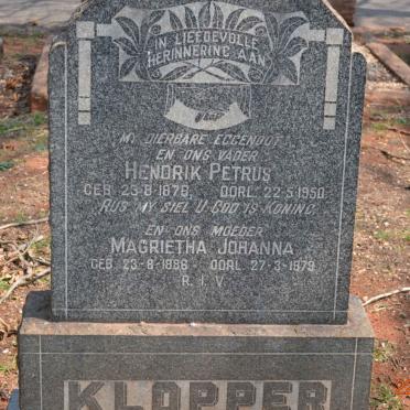 KLOPPER Hendrik Petrus 1878-1950 &amp; Magrietha Johanna 1886-1979