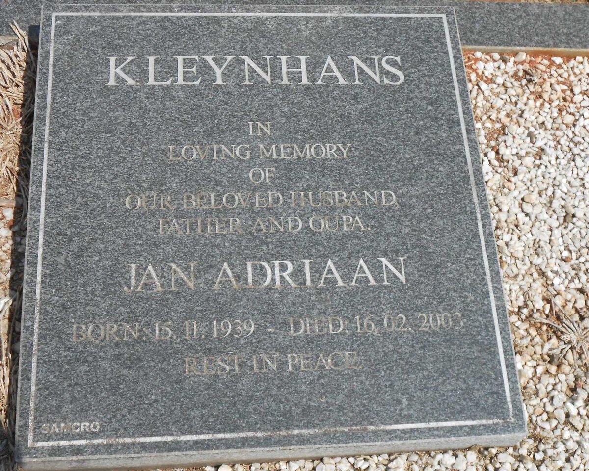 KLEYNHANS Jan Adriaan 1939-2003