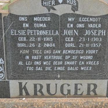 KRUGER John Joseph 1903-1957 &amp; Elsie Petronella 1915-2004