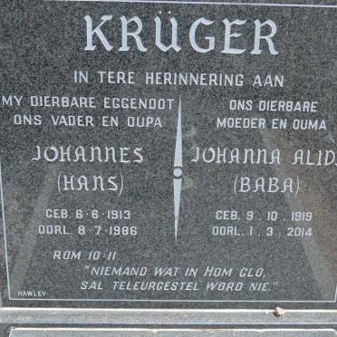KRÜGER Johannes 1913-1986 &amp; Johanna Alida 1919-2014