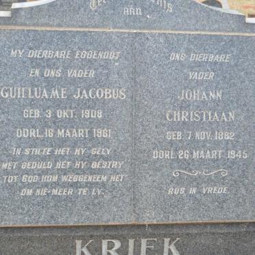 KRIEK Johann Christiaan 1882-1945 :: KRIEK Guilluame Jacobus 1908-1961