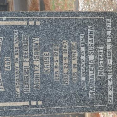 KRUSE Heinrich Fredrich Moritz 1893-1947 &amp; Magdalena Susanna MOSTERT 1890-1976