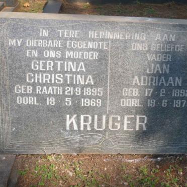 KRUGER Jan Adriaan 1892-1976 &amp; Gertina Christina RAATH 1895-1969