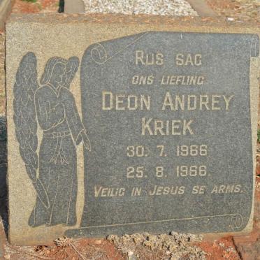 KRIEK Deon Andrey 1966-1966