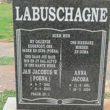 LABUSCHAGNE Jan Jacobus W. 1942-2003 &amp; Anna Jacoba 1951-2004