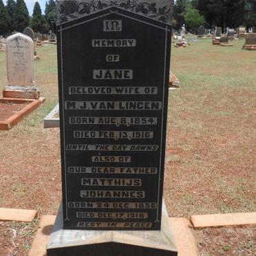 LINGEN Matthijs Johannes, van 1856-1918 &amp; Jane 1854-1916