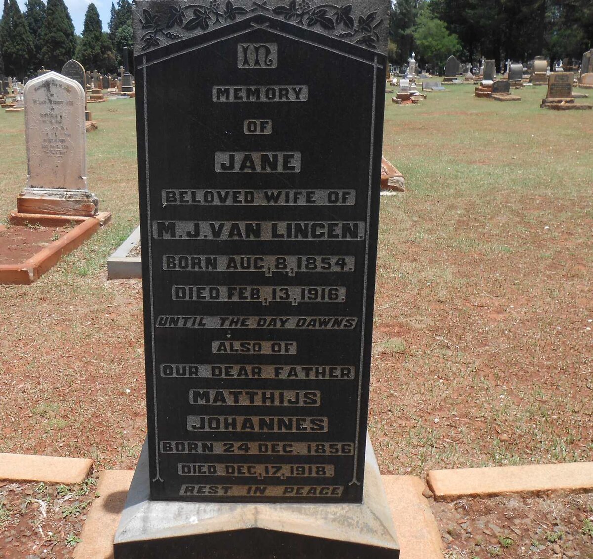 LINGEN Matthijs Johannes, van 1856-1918 &amp; Jane 1854-1916