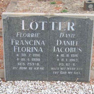 LÖTTER Daniel Jacobus 1916-1963 &amp; Francina Florina 1916-1990