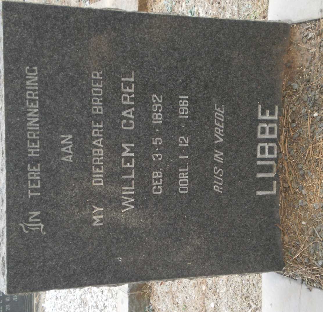 LUBBE Willem Carel 1892-1961