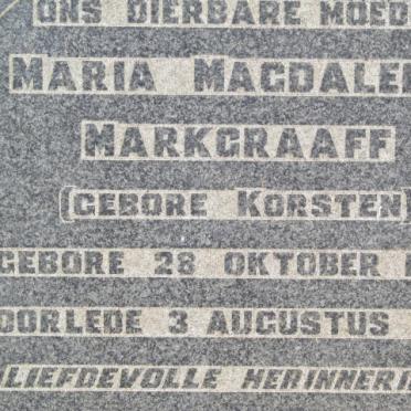 MARKGRAAFF Maria Magdalena nee KORSTEN 1890-1955