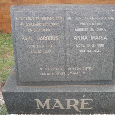 MARÉ Paul Jacobus -1954 &amp; Anna Maria -1990