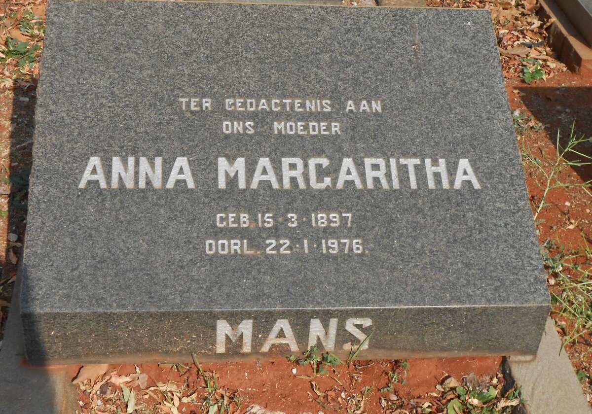 MANS Anna Margaritha 1897-1976