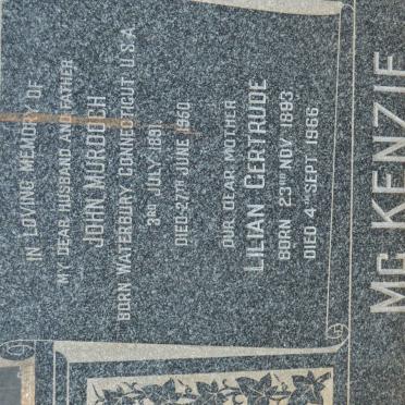 McKENZIE John Murdoch 1891-1950 &amp; Lilian Gertrude 1893-1966