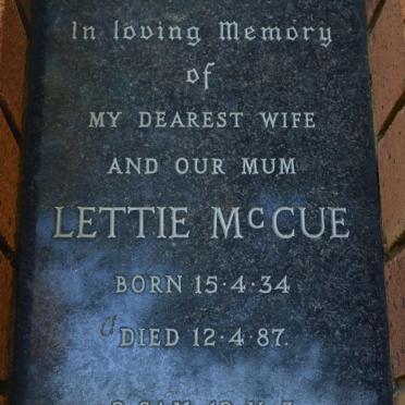 McCUE Lettie 1934-1987