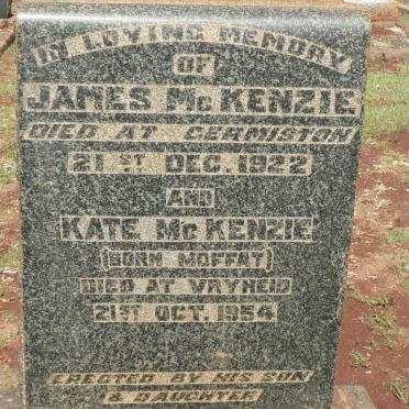 McKENZIE James -1922 &amp; Kate MOFFAT -1954