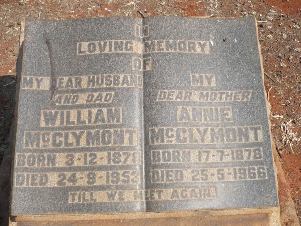 McCLYMONT William 1878-1953 &amp; Annie 1878-1966