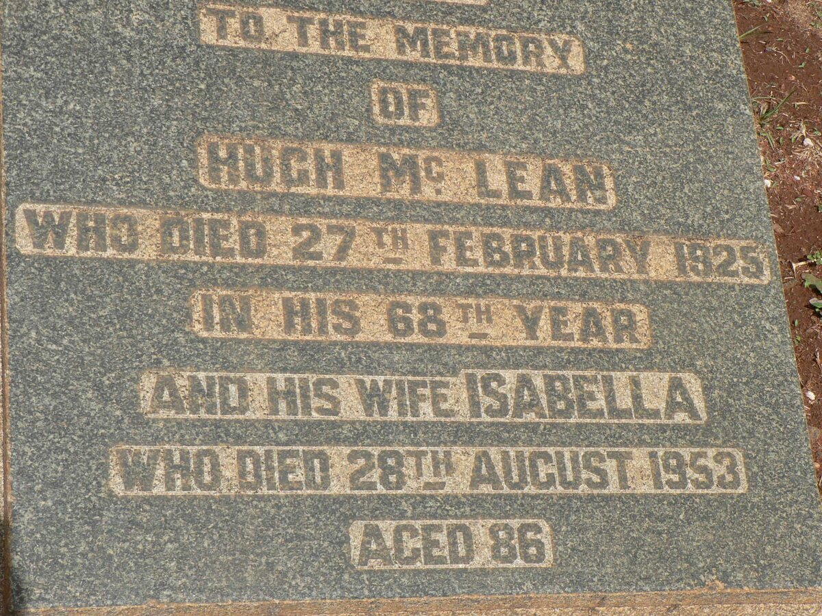 McLEAN Hugh -1925 &amp; Isabella -1953