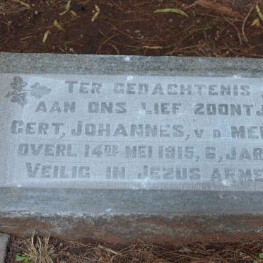 MERWE Gert Johannes, v.d. -1915