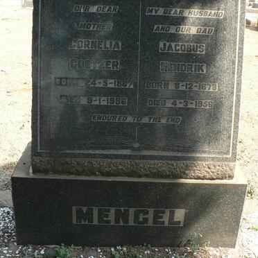 MENGEL Jacobus Hendrik 1879-1956 &amp; Cornelia COETZER 18?7-1986