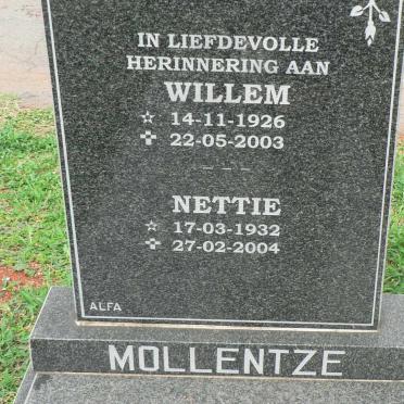 MOLLENTZE Willem 1926-2003 &amp; Nettie 1932-2004