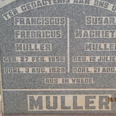 MULLER Franciscus Fredricus 1856-1929 &amp; Susara Magrieta 1866-1938