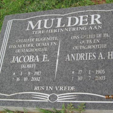 MULDER Andries A.H. 1905-2003 &amp; Jacoba E. 1917-2002