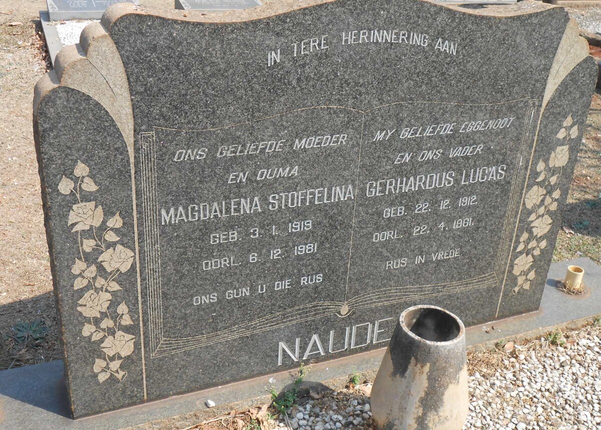 NAUDE Gerhardus Lucas 1912-1961 &amp; Magdalena Stoffelina 1919-1981