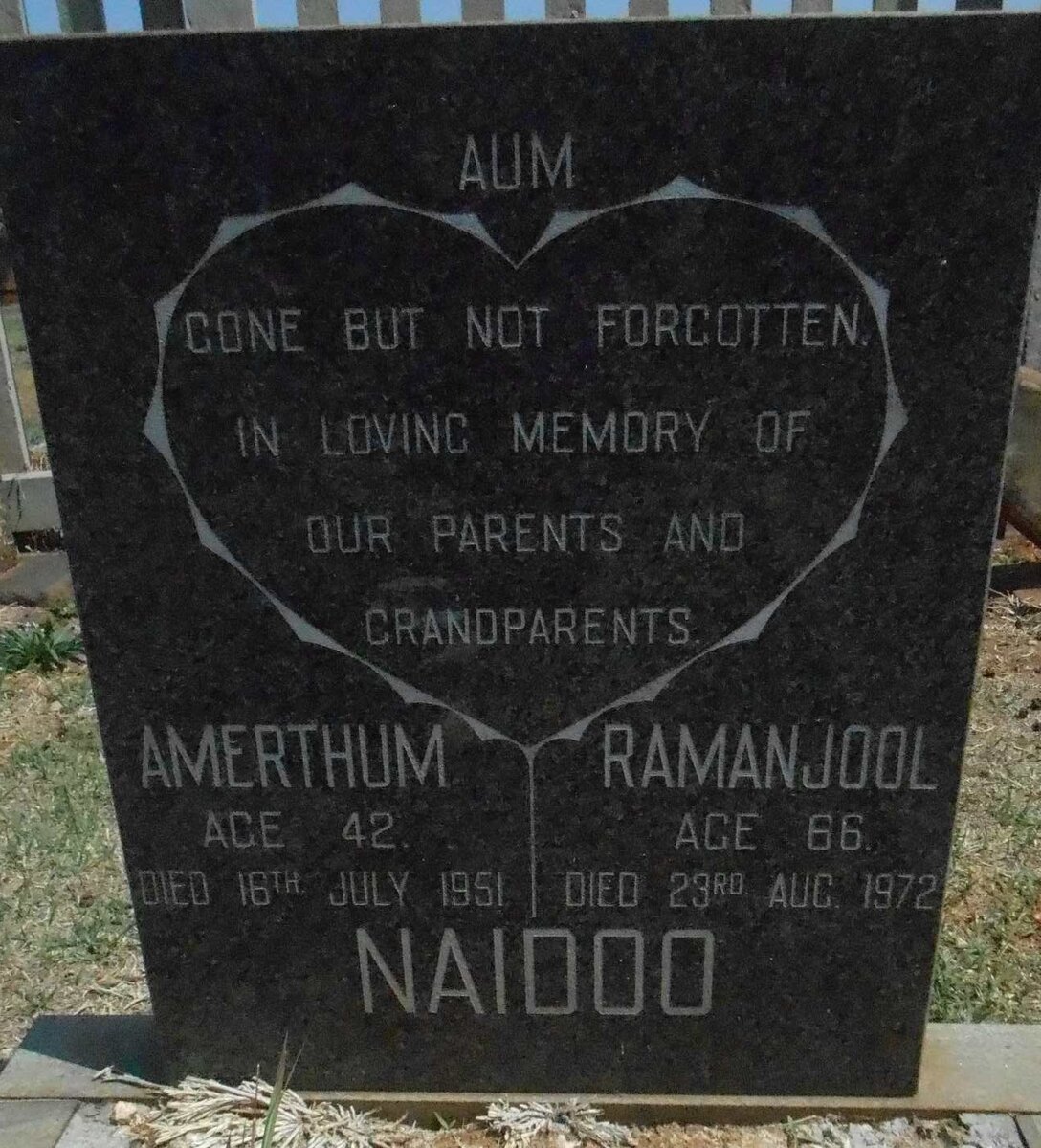 NAIDOO Amerthum -1951 &amp; Ramanjool -1972