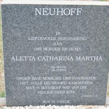 NEUHOFF Aletta Catharina Martha 1923-1999