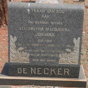NECKER Elizabetha Magdalena Johanna, de nee KOEN 1886-1954