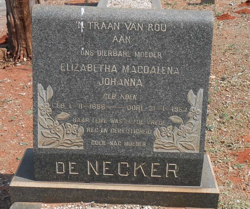 NECKER Elizabetha Magdalena Johanna, de nee KOEN 1886-1954