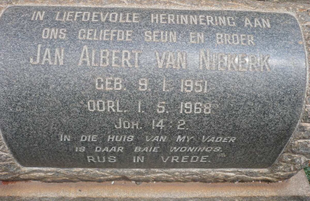 NIEKERK Jan Albert, van 1951-1968