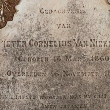 NIEKERK Pieter Cornelius, van 1860-1897