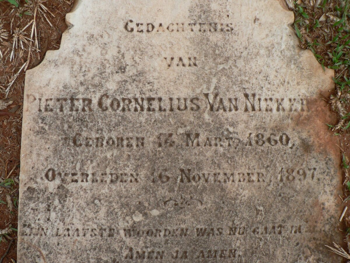 NIEKERK Pieter Cornelius, van 1860-1897