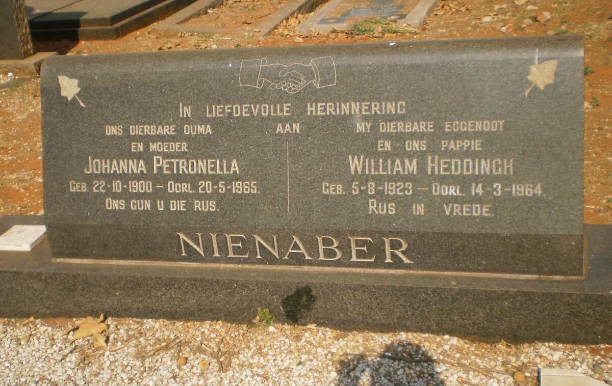 NIENABER William Heddingh 1923-1964 &amp; Johanna Petronella 1900-1965