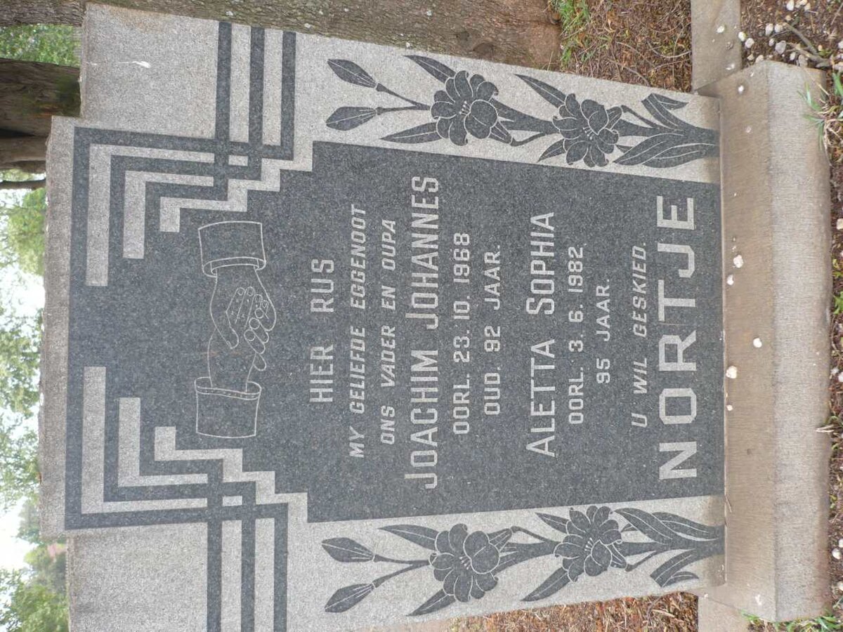 NORTJE Joachim Johannes -1968 &amp; Aletta Sophia -1982