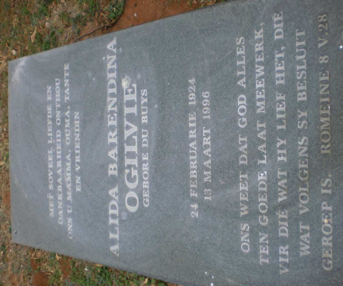 OGILVIE Alida Barendina nee DU BUYS 1924-1996