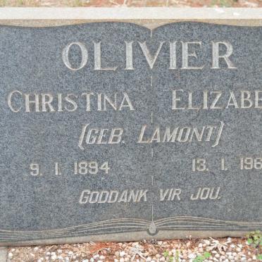 OLIVIER Christina Elizabeth nee LAMONT 1894-1969