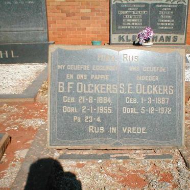 OLCKERS B.F 1884-1955 &amp; S.E 1887-1972