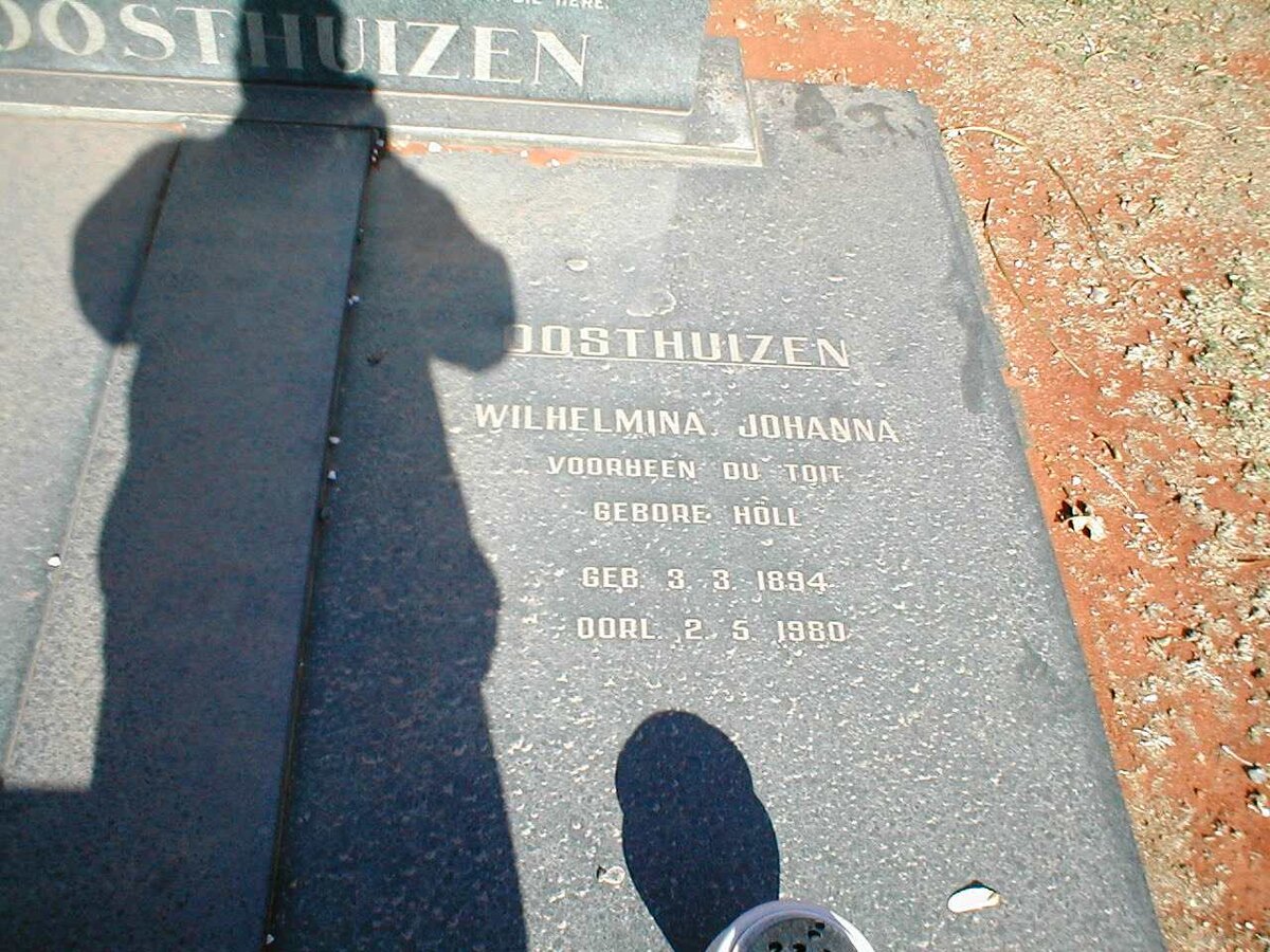 OOSTHUIZEN Wilhelmina Johanna voorheen DU TOIT nee HOLL 1894-1980
