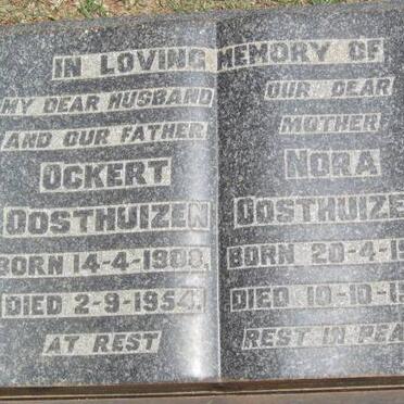 OOSTHUIZEN Ockert 1908-1954 &amp; Nora 1908-1978