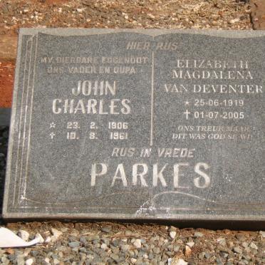 PARKES John Charles 1906-1961 &amp; Elizabeth Magdalena VAN DEVENTER 1919-2005