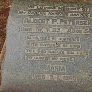 PETERSEN Albert P. -1933 &amp; Maria -1969