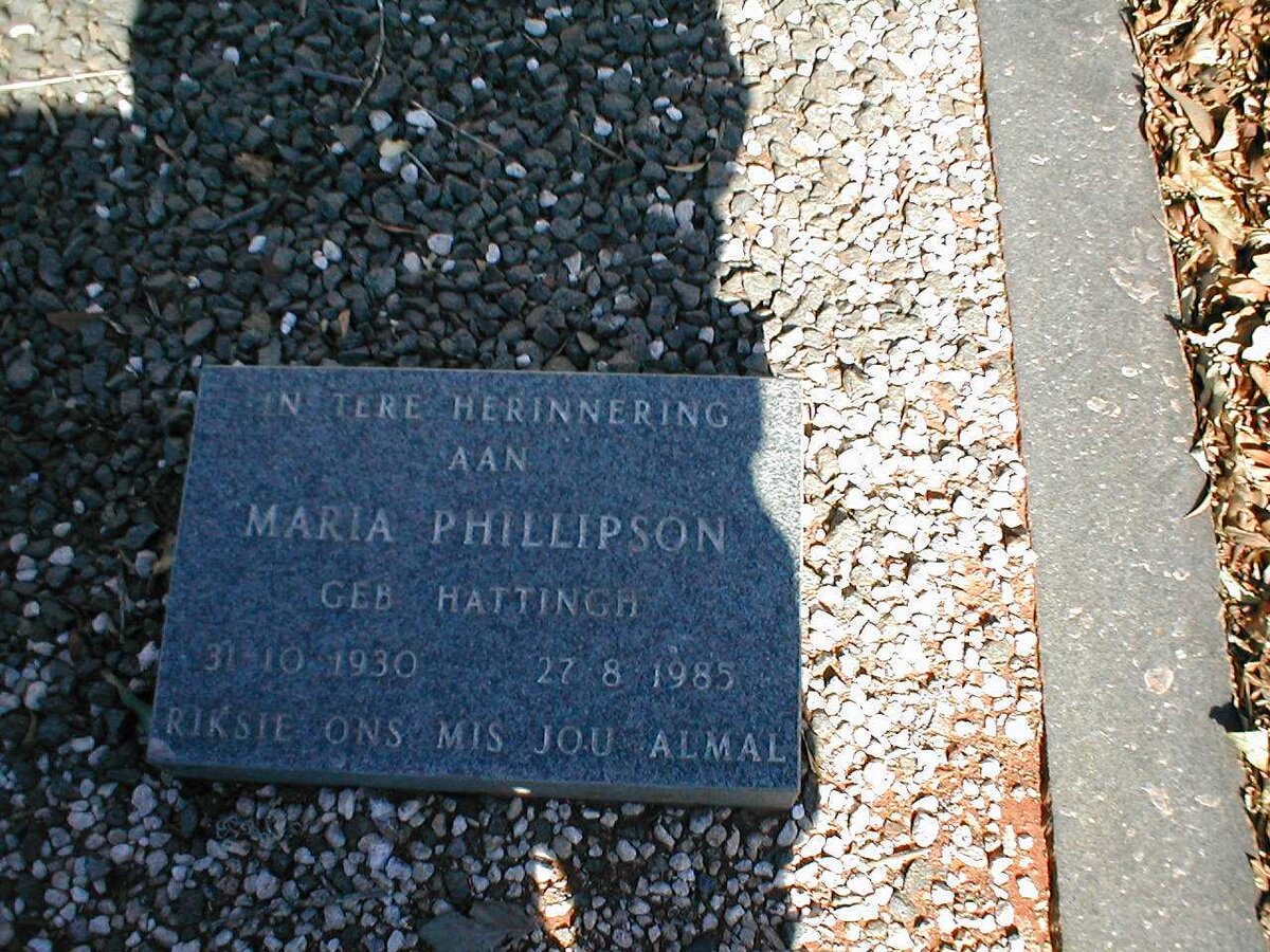 PHILLIPSON Maria nee HATTINGH 1930-1985