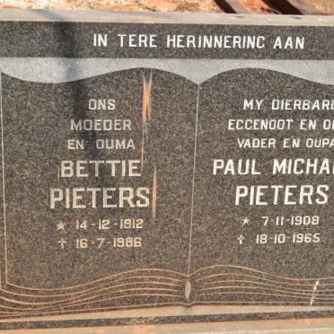 PIETERS Paul Michael 1908-1965 &amp; Bettie 1912-1986