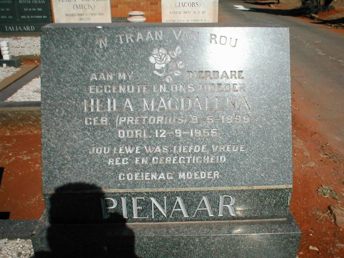 PIENAAR Heila Magdalena nee PRETORIUS 1895-1955