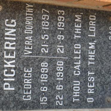 PICKERING George 1898-1980 &amp; Vera Dorothy 1897-1993