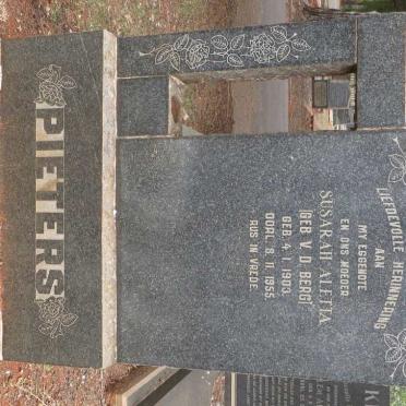 PIETERS Susarah Aletta nee v.d. BERG 1903-1955