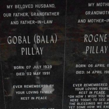 PILLAY M. Neelamugam 1907-1976 &amp; Muthamall 1907-1972 :: PILLAY Gobal 1939-1991 &amp; Rogney 1941-1983