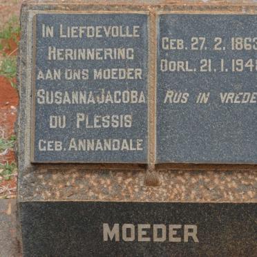 PLESSIS Susanna Jacoba, du nee ANNANDALE 1863-1948